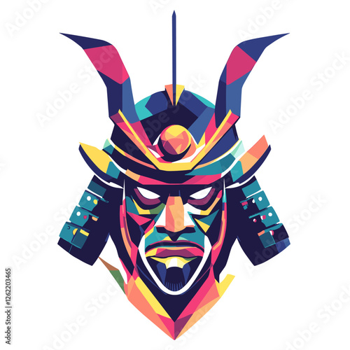 Colorful Samurai Portrait Illustration