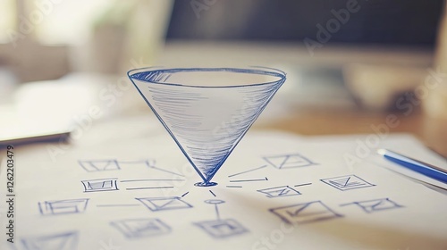 Wallpaper Mural Sales funnel sketch on desk, office background Torontodigital.ca