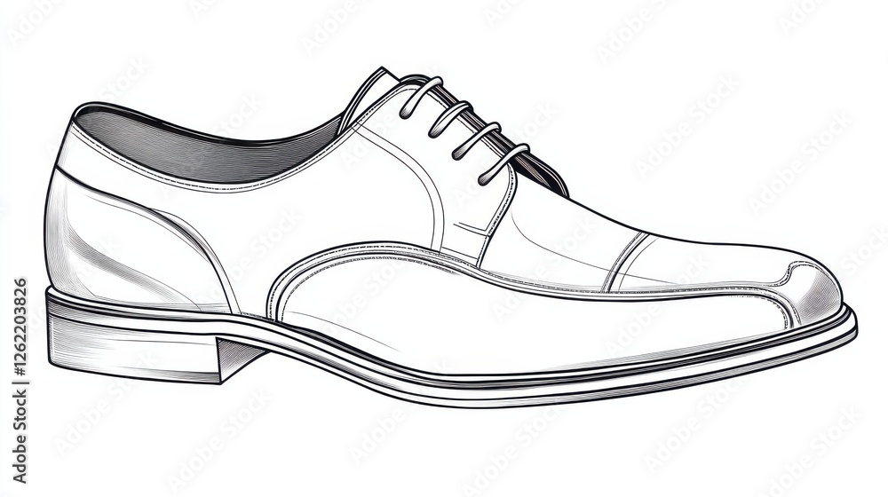 Elegant Line Drawing of Classic Dress Shoe for Design Projects Elegant Line Drawing of Classic Dress Shoe for Design Projects