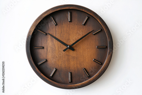 Wallpaper Mural Elegant wooden wall clock with a minimalist design showing a time of 10:09 against a white background. Torontodigital.ca