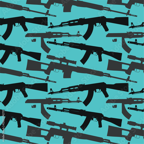 Army Kalashnikov AK, SVD sniper rifle camouflage pattern. 