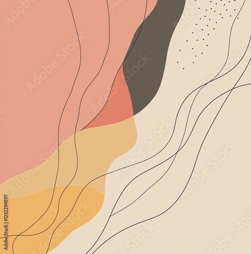 Minimal curve lines and shapes abstract background