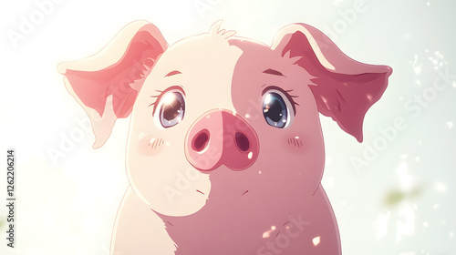 Adorable Pink Pig Illustration photo