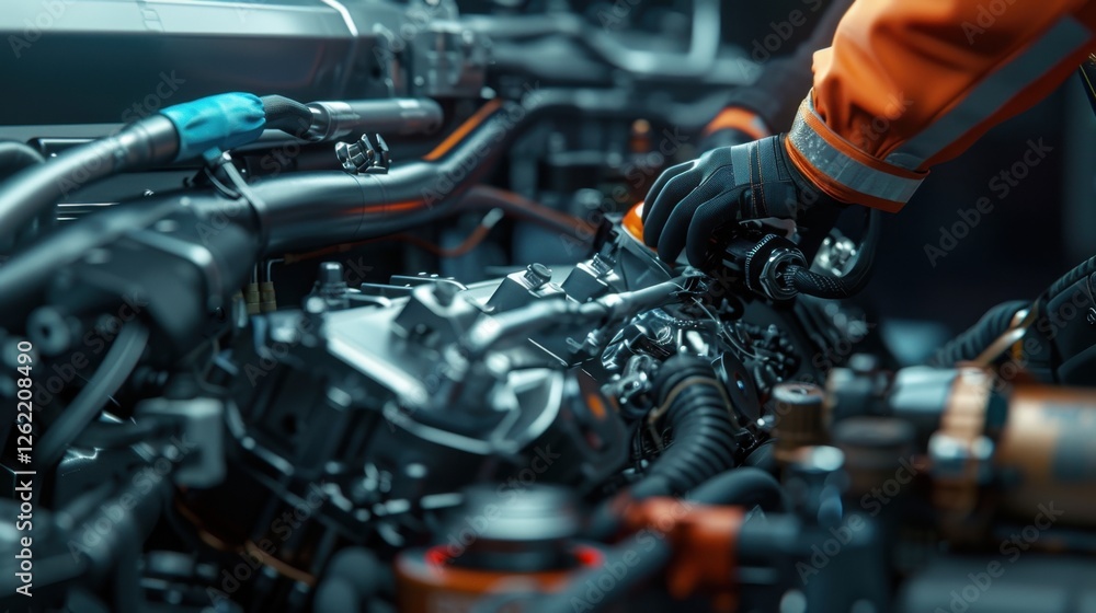Fototapeta premium Intricate Truck Engine Maintenance