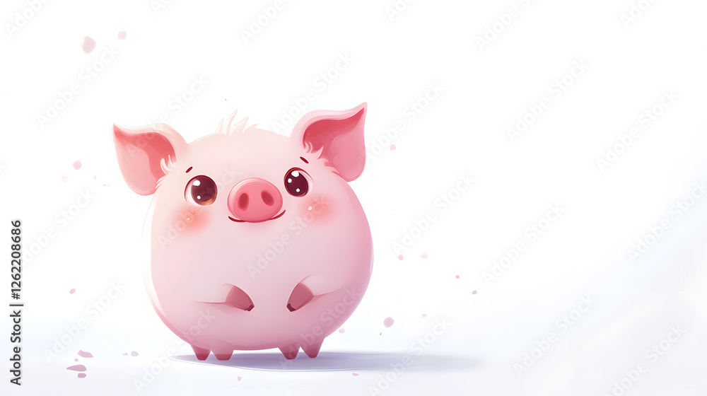 Adorable Pink Pig Illustration Adorable Pink Pig Illustration