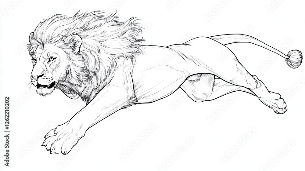 Obraz premium Majestic Lion in Motion Illustration for Artistic Projects