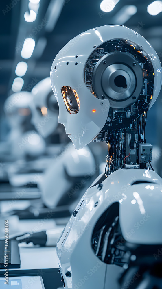 Fototapeta premium Cutting-Edge AI Development Lab with Developers at Work 