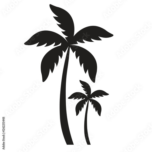 Coconut palm tree icon, simple style palm tree silhouette