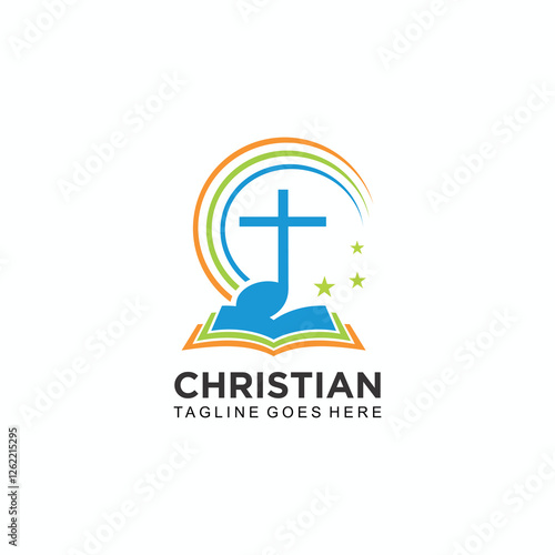 Christian praise and ministry logo colorful design concept