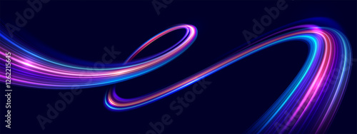 Speed of colorful lines of light curves back and forth. Futuristic digital technology, speed movement concept. Pattern for banner, poster, website. Vector eps10.
