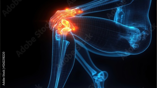 Woman Sitting with Glowing Red Light on Knee
