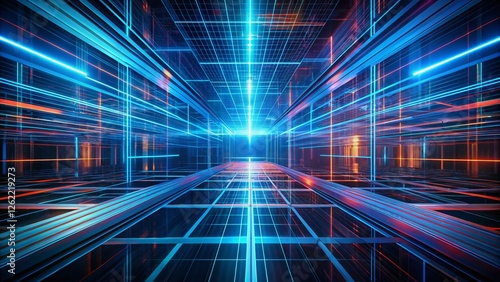 Abstract Modern Grid Pattern: Long Exposure Overlapping Rectangular Cells Stock Photo