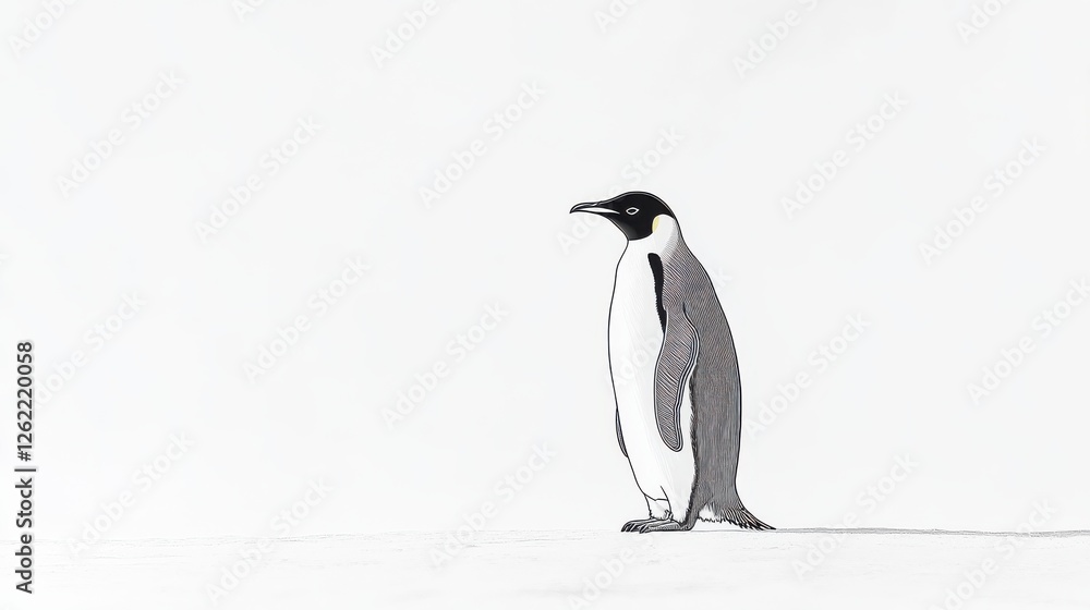Obraz premium Elegant Emperor Penguin Standing Gracefully on Snowy Landscape