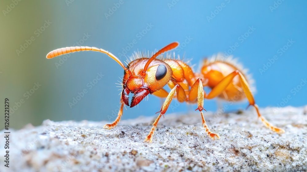 Orange ant on twig, nature background, macro insect photography, wildlife science Orange ant on twig, nature background, macro insect photography, wildlife science