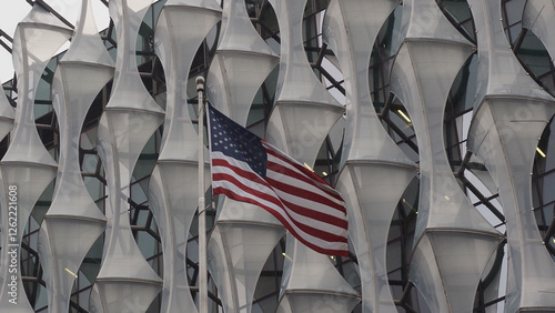 American flag waving photo