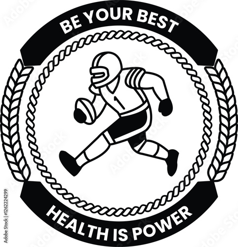football player is running with a football in his hand in the style of sign illustrations