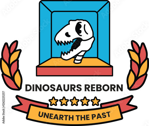 Dinosaur Reborn for a company that specializes in dinosaur fossils in the style of sign illustrations