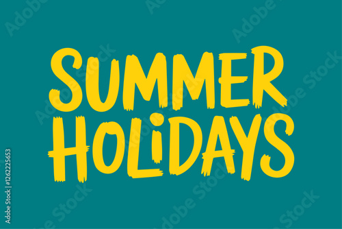 Summer Holidays Typography Text Vector Template – Trendy Handwritten Calligraphy with Stylish Font Design for Wallpapers, Backgrounds, Travel Posters, Beach Party Invitations, Vacation Greeting Cards,