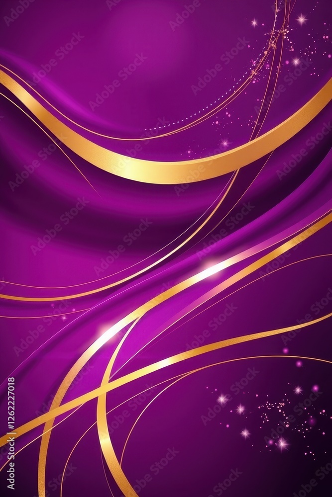 Vibrant waves of purple and gold dancing through a cosmic backdrop at twilight Vibrant waves of purple and gold dancing through a cosmic backdrop at twilight