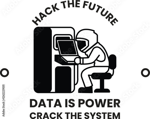 A man is hacking a vending machine in the style of sign illustrations