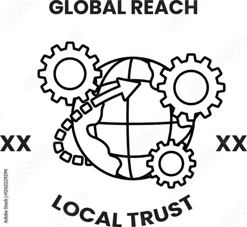 Global reach local trust in the style of sign illustrations