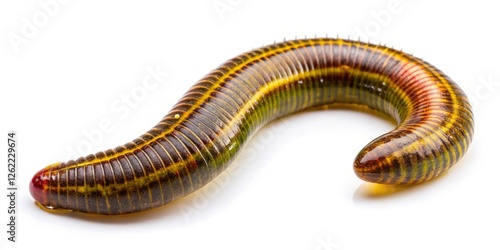 Leech Macro Photography: Isolated White Background High-Resolution Image photo