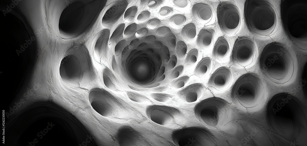 Abstract black and white tunnel pattern