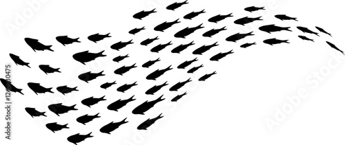 School of Fish Formation Silhouette Illustration Vector