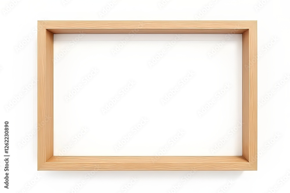 Light Beige Wooden Picture Frame Against White Background Light Beige Wooden Picture Frame Against White Background