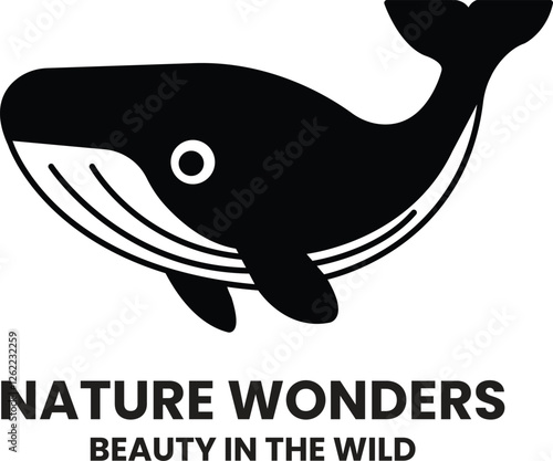 A whale with a eye is the main subject of the image in the style of sign illustrations
