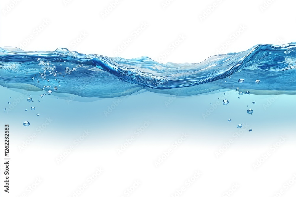 Blue water waves, bubbles, isolated, background, texture Blue water waves, bubbles, isolated, background, texture