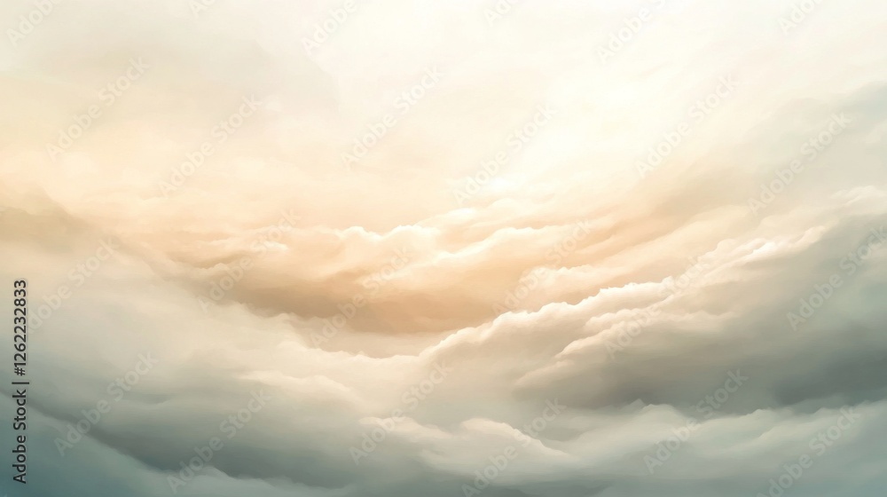 Heavenly cloudscape, sunrise over ocean, peaceful background, ideal for serenity themes