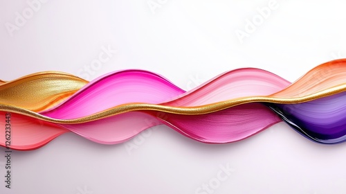 Abstract Gold Pink Purple Waves of Paint