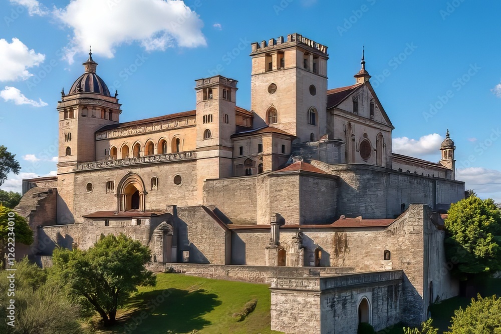 Majestic Colonial Fortress and Cathedral Complex under a Clear Sky Majestic Colonial Fortress and Cathedral Complex under a Clear Sky