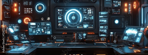 Futuristic Tech Control Room Sci Fi Interface Design