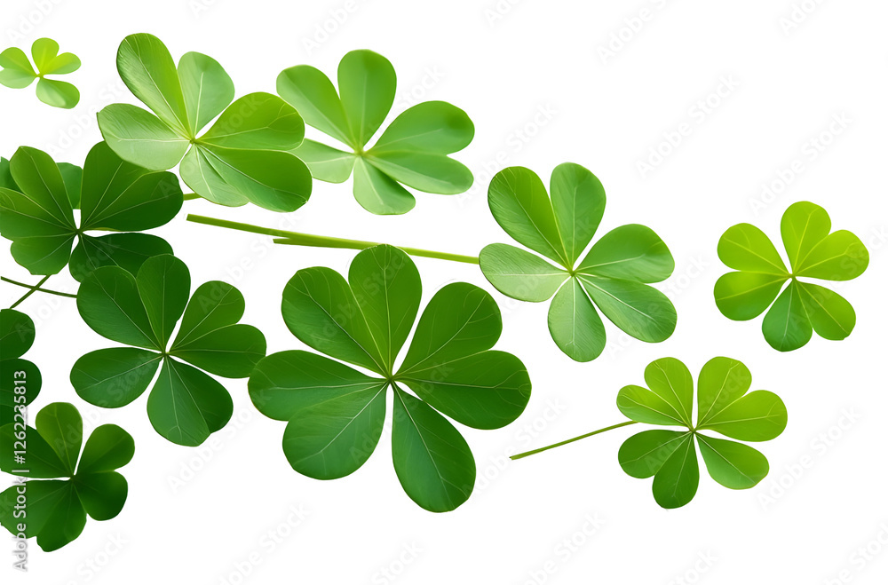 set of green clover leaf isolated on white background set of green clover leaf isolated on white background