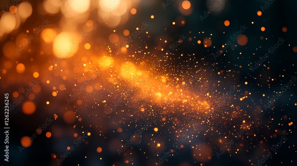 Fototapeta premium Golden abstract light particles in motion