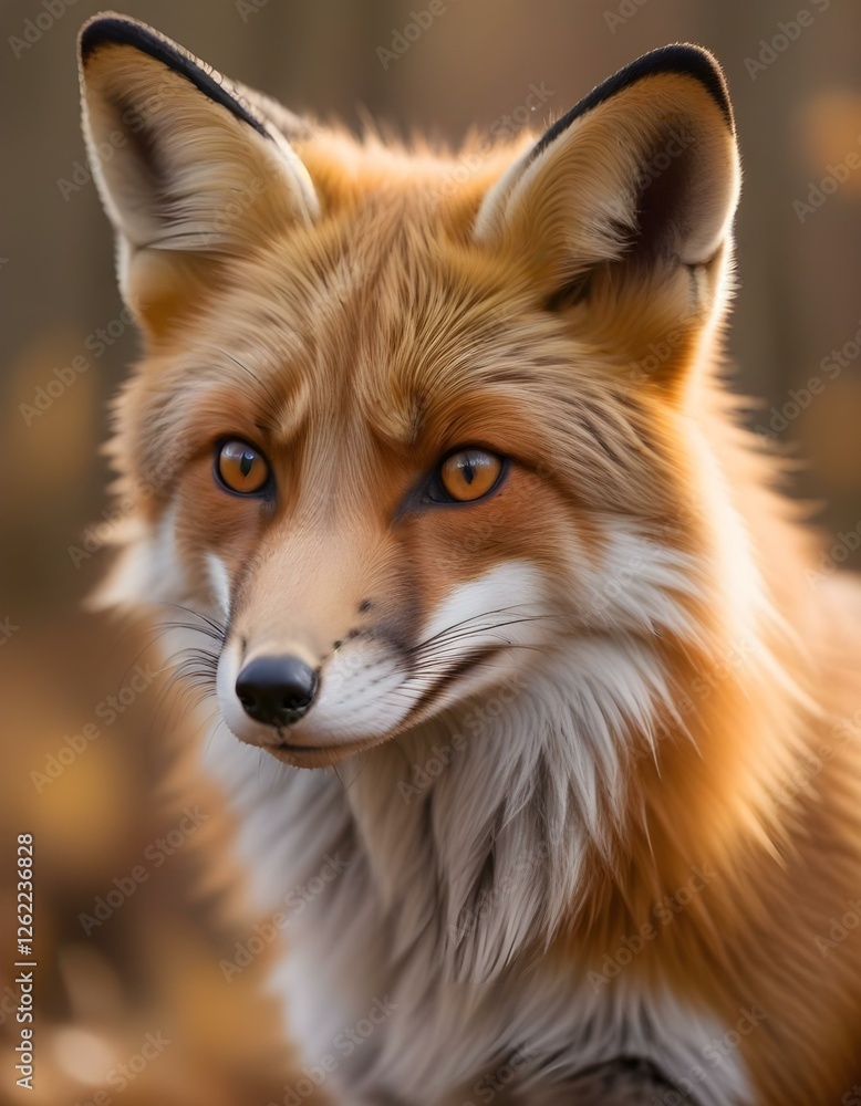Portrait of Male Red Fox with Detailed Fur and Bright Eyes Portrait of Male Red Fox with Detailed Fur and Bright Eyes