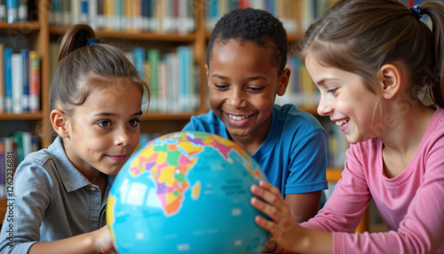 Children Explore the World Through a Globe