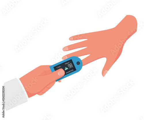 Pulse Oximeter on finger vector flat illustration stock illustration