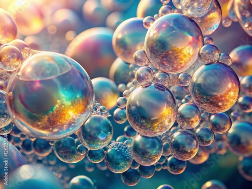 Airy Pastel Bubble Abstract Art: Delicate Organic Pattern Digital Painting