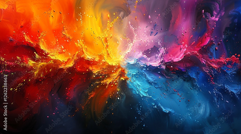 A painting of a colorful explosion A painting of a colorful explosion