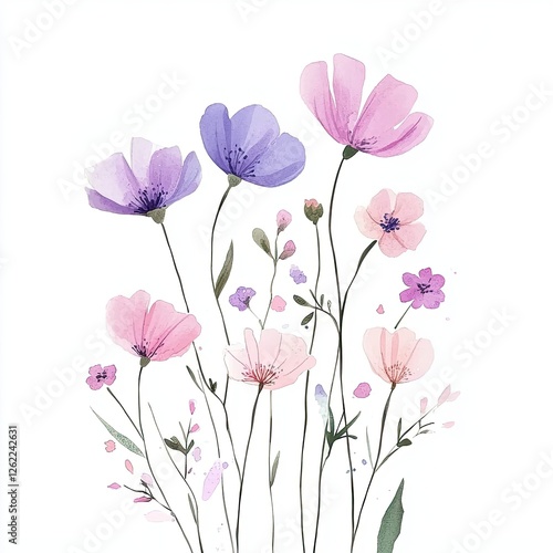 Wallpaper Mural Pink Purple Wildflower Watercolor Design for Cards and Invitations Torontodigital.ca