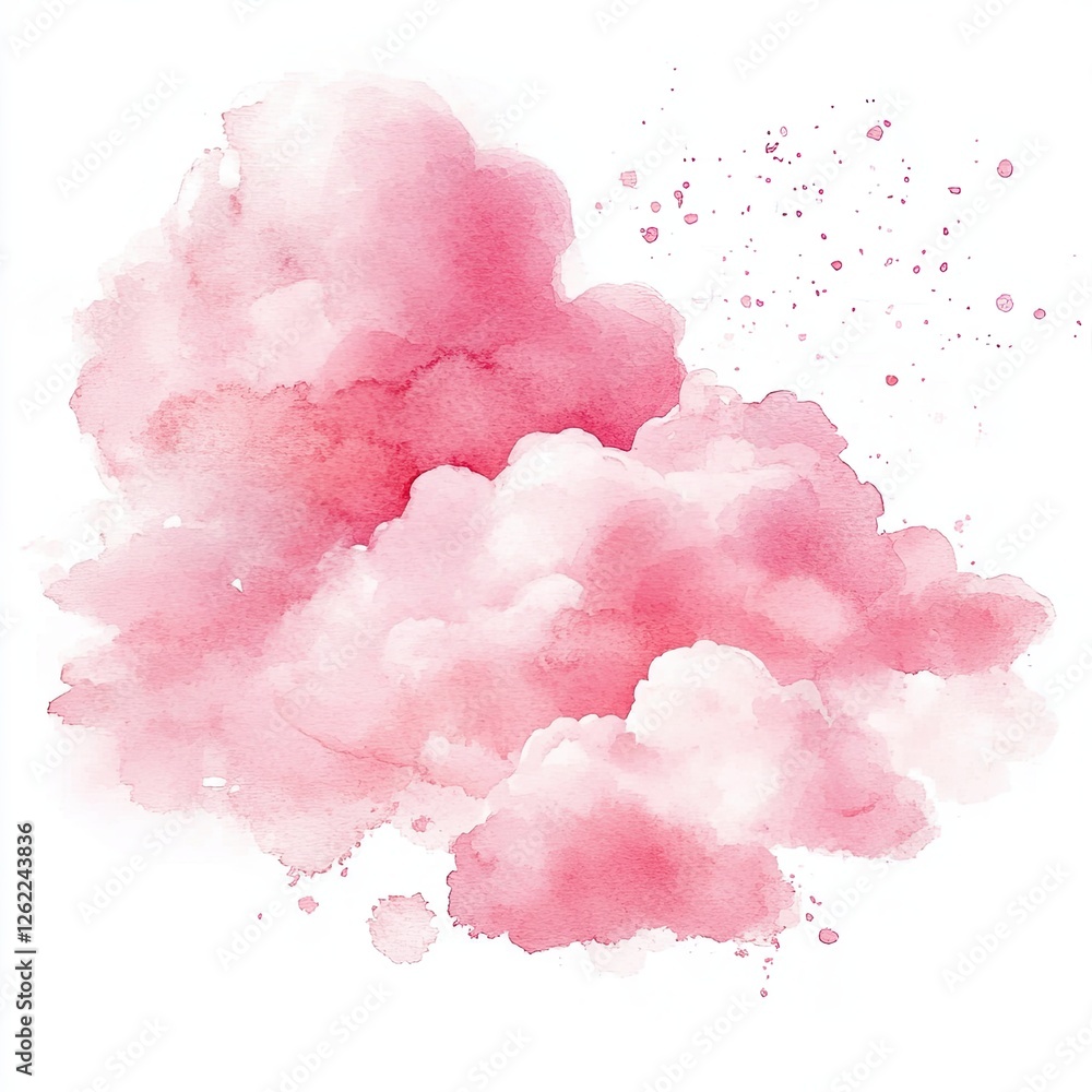Fototapeta premium Pink Watercolor Cloud Background Dreamy Ethereal Design for Branding and Websites