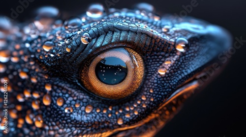 Wallpaper Mural A close-up of a vibrant reptile eye adorned with water droplets, showcasing intricate details. Torontodigital.ca