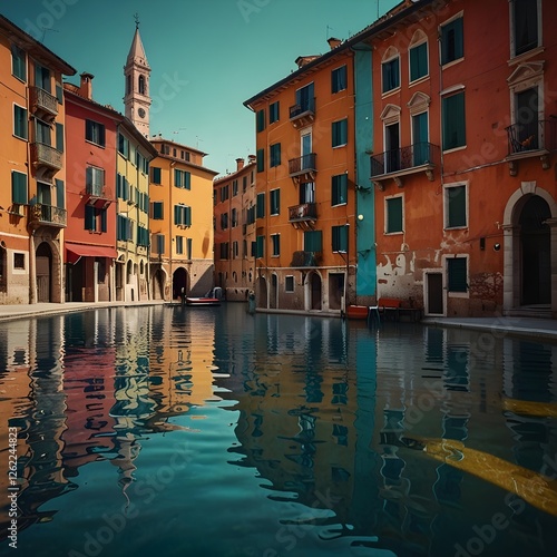 Colorful Venetian houses line a canal in Burano, Italy