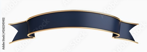 Banner featuring a curled blue ribbon with a diamond pattern and a gold border
