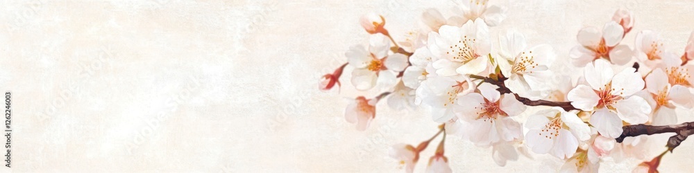Cherry blossoms adorn a soft silk background in pastel tones, showcasing traditional Japanese elegance Cherry blossoms adorn a soft silk background in pastel tones, showcasing traditional Japanese elegance