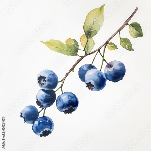 Watercolour illustration of blueberries