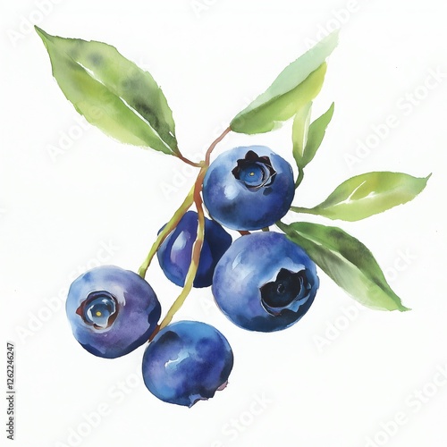 Watercolour illustration of blueberries